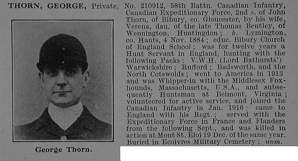Thorn G Pte 210912 58th Canadian Infantry Obit De Ruvignys Roll Of Honour Vol 4