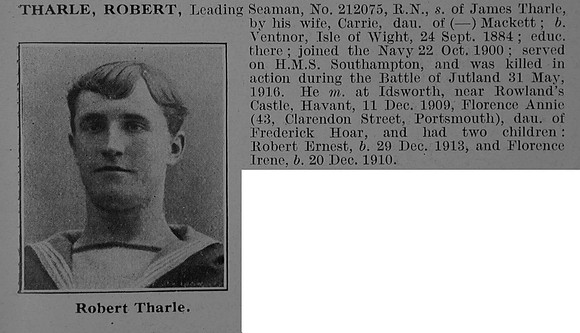 Tharle R Leading Smn 212075 H.M.S. Southampton Royal Navy Obit De Ruvignys Roll Of Honour Vol 3