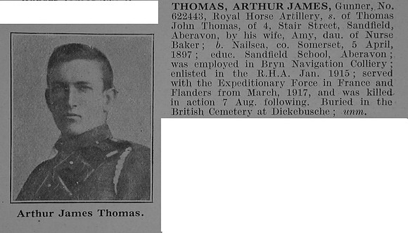 Thomas A J Gnr Royal Horse Artillery Obit De Ruvignys Roll Of Honour Vol 3