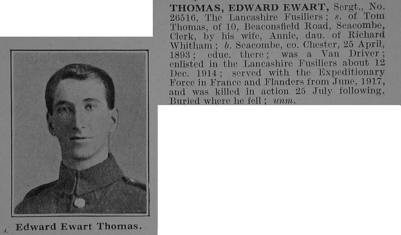 Thomas E Sergt 26516 16th Lancashire Fusiliers Obit De Ruvignys Roll Of Honour Vol 3