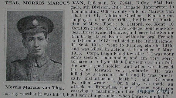 Thal M M V Rfn Rifle Brigade Obit De Ruvignys Roll Of Honour Vol 1