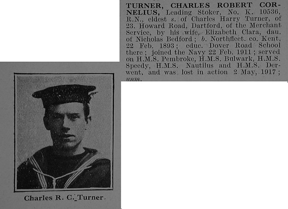 Turner C R C Leading Stoker K10586 H.M.S. Derwent Royal Navy Obit De Ruvignys Roll Of Honour Vol 3