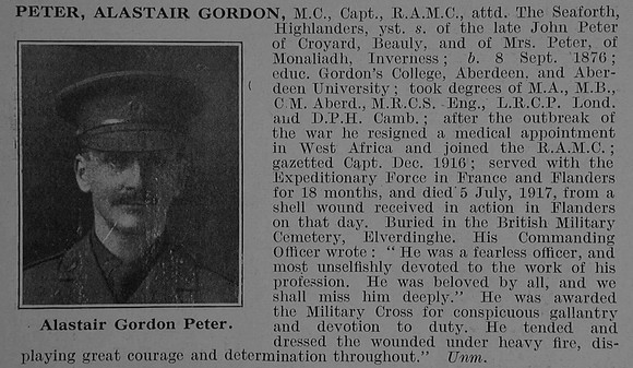 Peter A G Captain MC Royal Army Medical Corps Obit De Ruvignys Roll Of Honour Vol 3