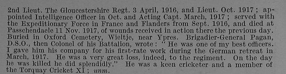 Priestley C L Lt 1st Gloucestershire Regiment Obit Part 2 De Ruvignys Roll Of Honour Vol 4