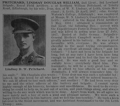 Pritchard L D W 2nd Lt Royal Field Artillery Obit De Ruvignys Roll Of Honour Vol 3