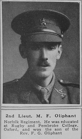 Oliphant M F 2nd Lt 5th Norfolk Regiment The Sphere 20th Mar 1919