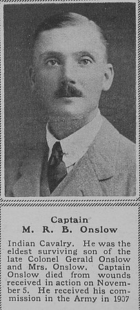 Onslow M R B Captain Indian Army The Sphere 29th Dec 1917