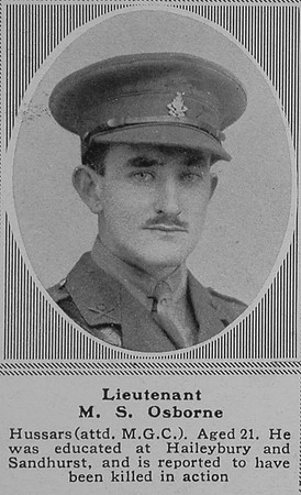 Osborne M S Lt 8th Hussars Attd Machine Gun Corps The Sphere 26th Apr 1919