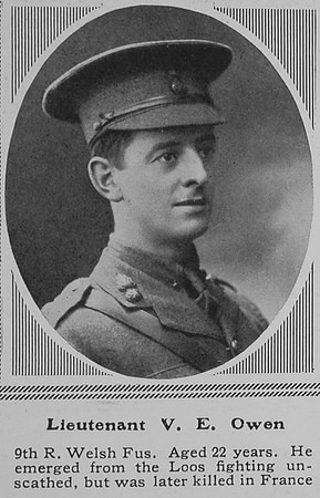 Owen V E Lt 9th Royal Welsh Fusiliers The Sphere 1st Jan 1916