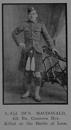 MacDonald D LCpl 1772 4th Cameron Highlanders The Sword Of The North Highland Memories Of The Great War - Dugald MacEchern