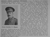 Hague O C F Lt Canadian Field Artillery Obit