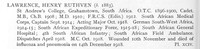Lawrence H R Major MC South African Medical Corps Obit