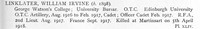 Linklater W I 2nd Lt Royal Field Artillery Obit