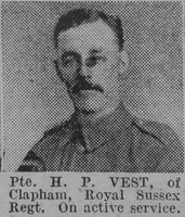 Vest H P Pte Royal Sussex Regiment The Vivid 20th Feb 1915