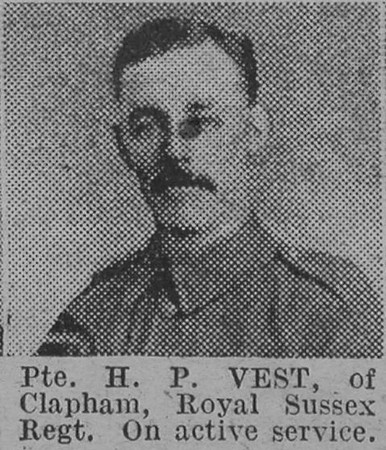 Vest H P Pte Royal Sussex Regiment The Vivid 20th Feb 1915