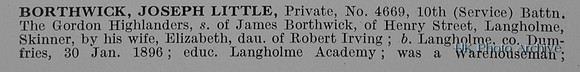 Borthwick J L Pte 4669 10th Gordon Highlanders Obit Part 1