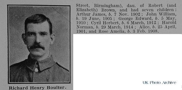 Boulter R H Pte 11362 1st Royal Warwickshire Regiment Obit Part 2