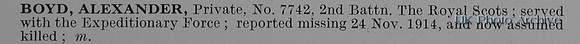 Boyd A Pte 7742 2nd Royal Scots