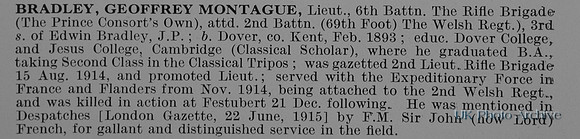 Bradley G M Lt 6th Rifle Brigade