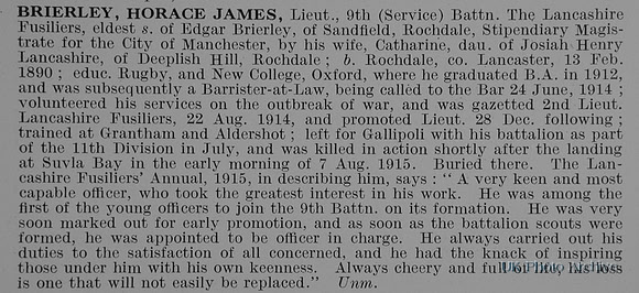 Brierley H J Lt 9th Lancashire Fusiliers