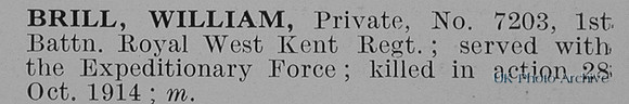 Brill W Pte 7203 1st Royal West Kent Regiment