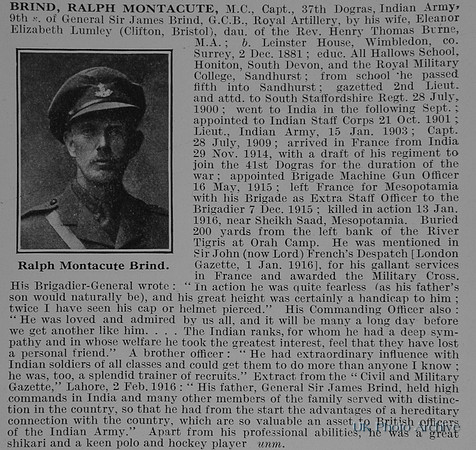 Brind R M Captain MC Indian Army Obit