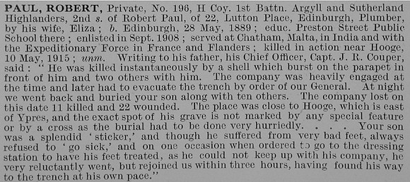 Paul R Pte 196 1st Argyll And Sutherland Highlanders