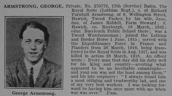Armstrong G Pte 17th Royal Scots Obit