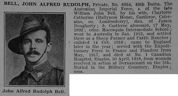 Bell J A R Pte 6954 49th AIF Obit