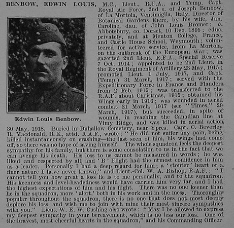 Benbow E L Lt MC Royal Air Force Obit Part 1
