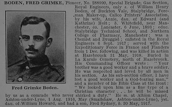 Boden F G Pnr 288990 Royal Engineers Obit