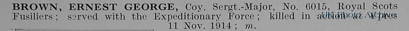 Brown E G Coy Sergt Maj 6015 Royal Scots Fusiliers