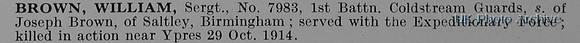 Brown W Sergt 7983 1st Coldstream Guards