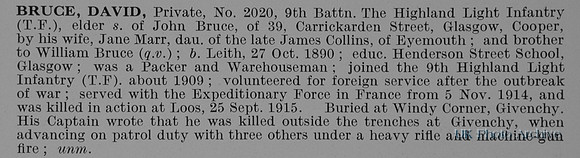 Bruce D Pte 2020 9th Highland Light Infantry