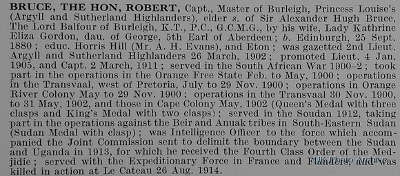 Bruce R Captain The Hon Argyll And Sutherland Highlanders