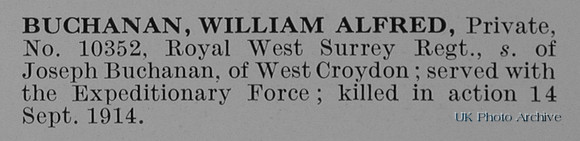 Buchanan W A Pte 10352 Royal West Surrey