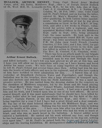Bullock A E Captain Royal Army Medical Corps Obit Part 1
