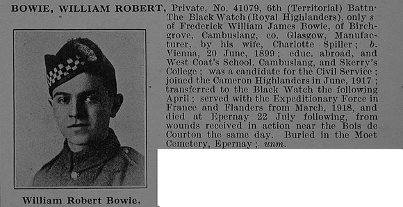 Bowie W R Pte 41079 6th Black Watch Obit
