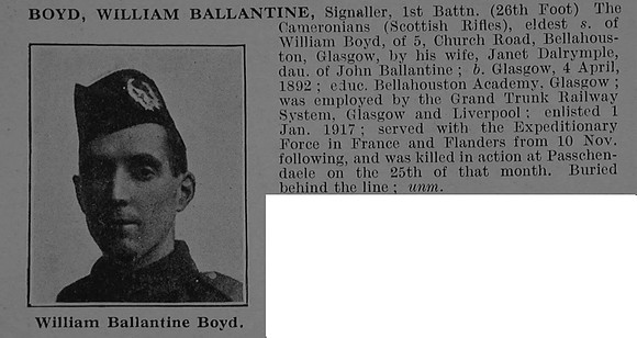 Boyd W B Sig 1st Cameronians Obit