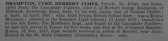 Brampton C H J Pte 47246 2nd Lancashire Fusiliers