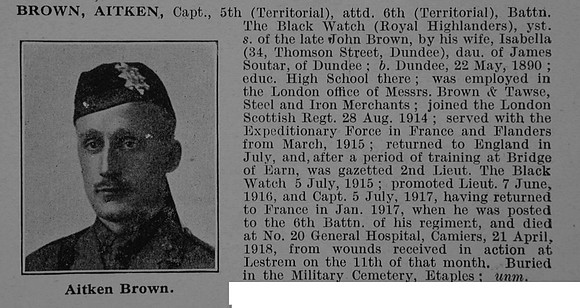Brown A Captain 5th Attd 6th Black Watch Obit