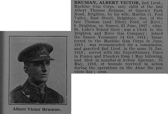 Bruman A V 2nd Lt Machine Gun Corps Obit