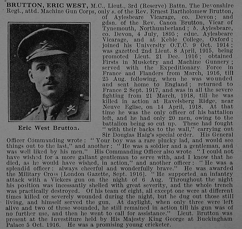 Brutton E W Lt MC Machine Gun Corps Obit