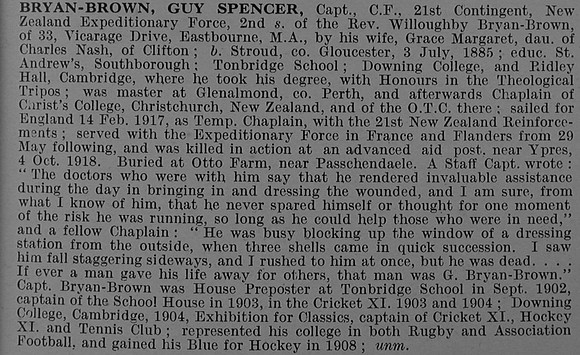 Bryan-Brown G S Chaplain New Zealand Chaplains Department Obit