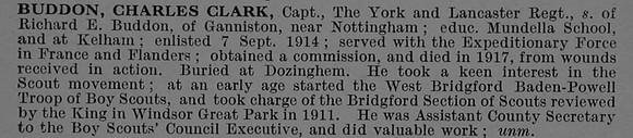 Buddon C C Captain York & Lancaster Regiment Obit