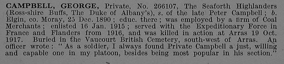 Campbell G Pte 266107 6th Seaforth Highlanders Obit Part 1