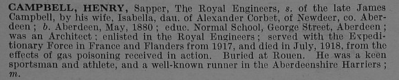 Campbell H Sapper Royal Engineers Obit