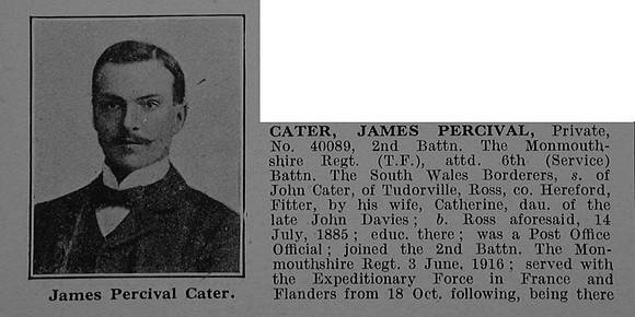 Cater J P Pte 40089 2nd Monmouthshire Regiment Obit Part 1