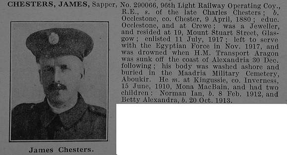 Chesters J Sapper 290066 Royal Engineers Obit