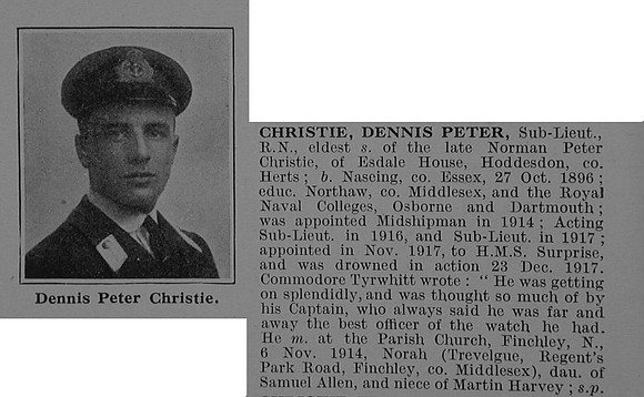 Christie D P Sub Lt H.M.S. Surprise Royal Navy Obit